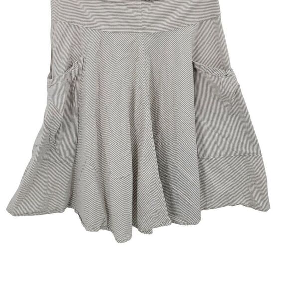Vintage 90s Pin Striped Cotton Skirt 12 Gray Full Midi Pockets Casual Boho India - Picture 5 of 10